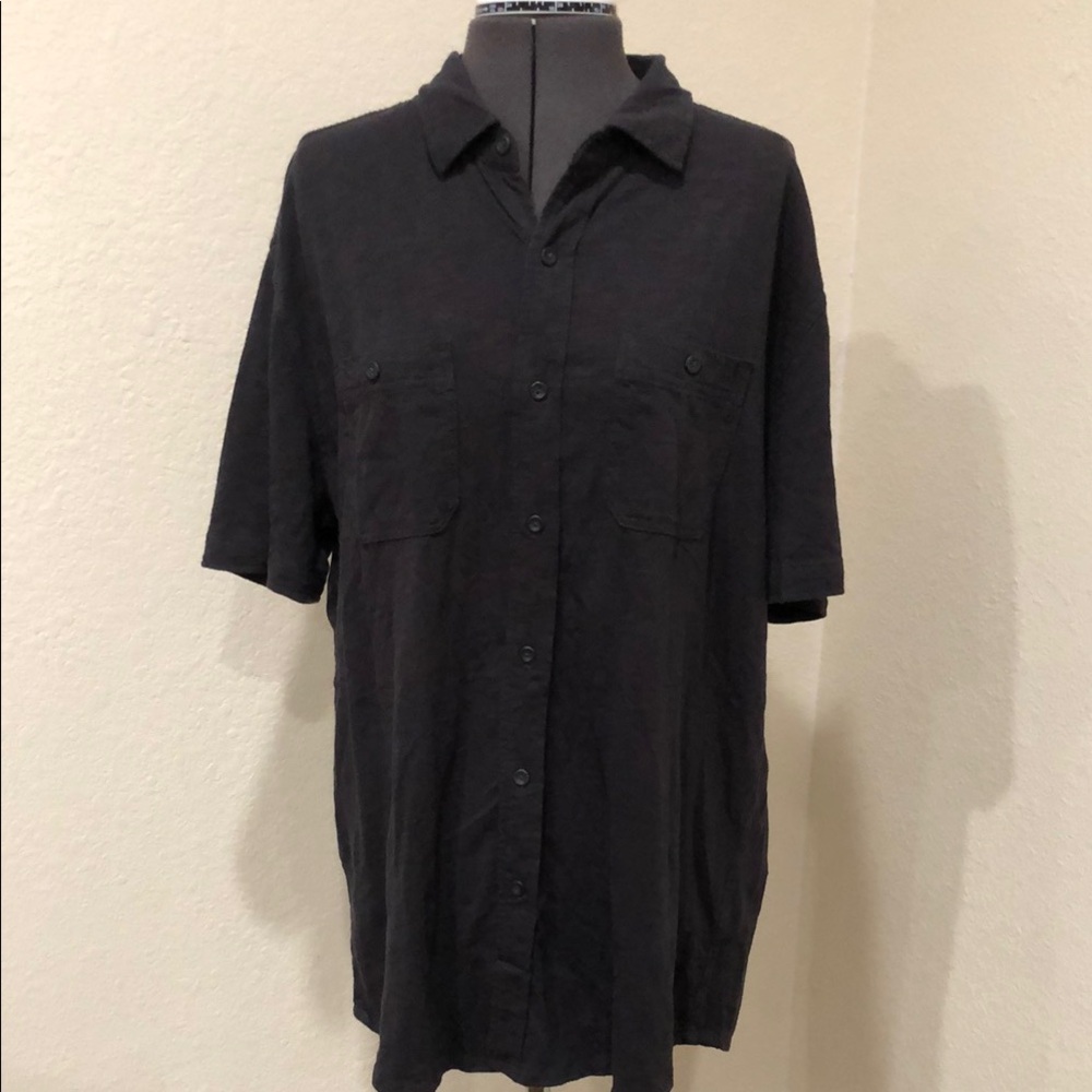 Grayers Dark Grey Short Sleeve Button-Up Shirt
